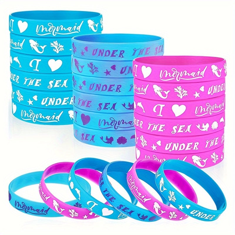 3pcs Mermaid Pattern Silicone Bracelet Set