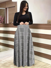  Colorblock Long Sleeve Maxi Dress
