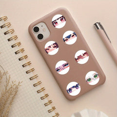 500pcs Pixiv Anime Eyes Stickers 2 Round Vibrant Mixed Colors