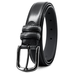Men's Leather Dress Belt with Single Fork Buckle