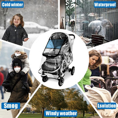Universal Stroller Rain Cover, Waterproof Windproof Baby Travel Cover