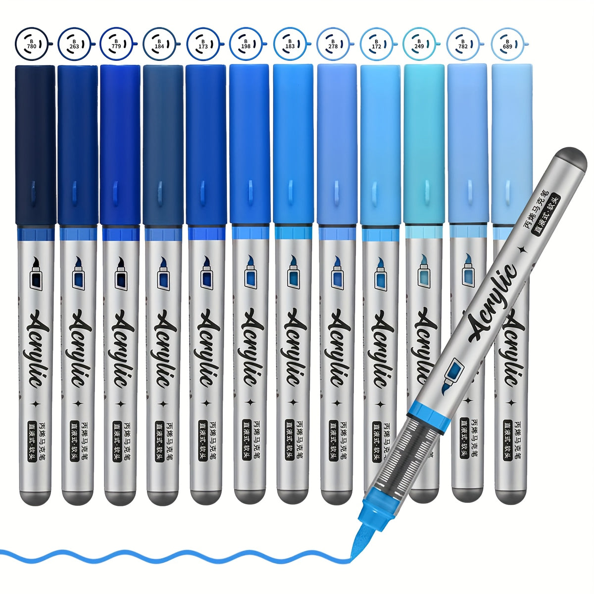 Acrylic Markers Set 12 Art Markers Brush Tip Acrylic Painter marker