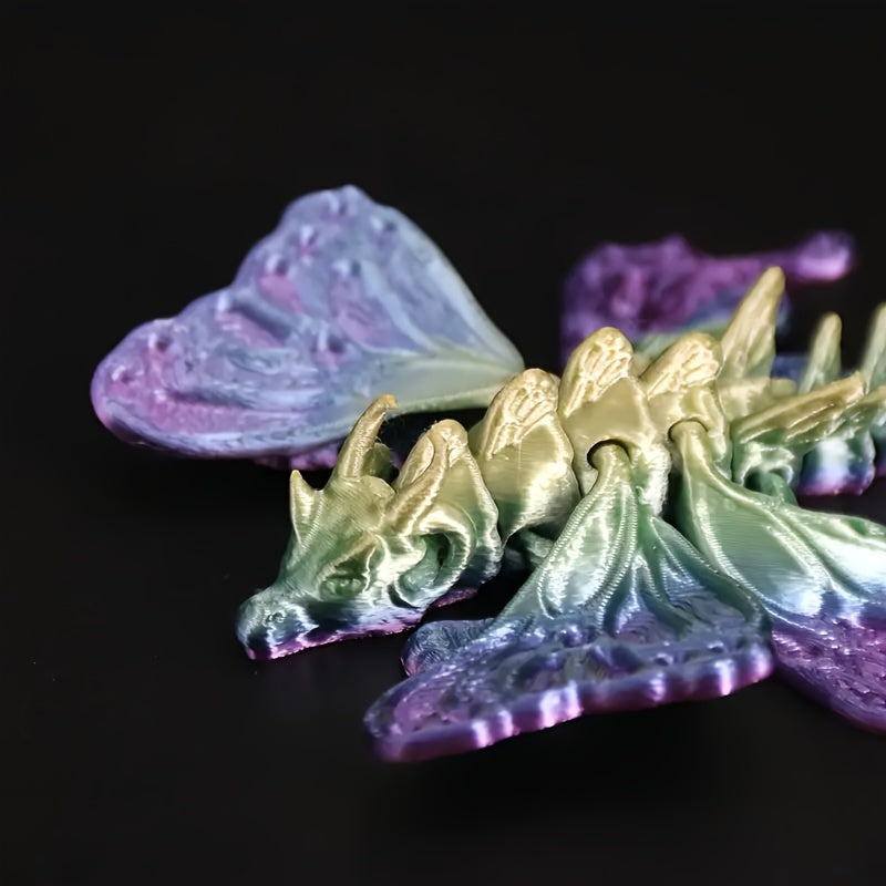 3D Printed Butterfly Dragon Figurine with Movable Joints - Home and Car Decor