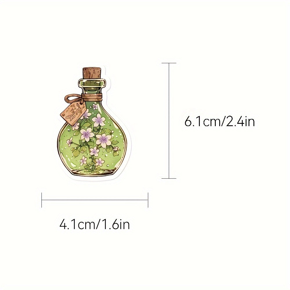 50pcs Floral Glass Bottle Stickers Self Adhesive Decals for Electronics