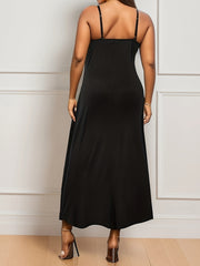  Solid V Neck Spaghetti Strap Maxi Cami Dress