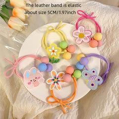 Colorful Cartoon Flowers Girls Hair Tie Elastic Hair Bands Ponytail Holder