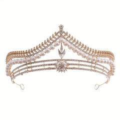 Crystal Pearl Crown Tiara Flower Rhinestone Wedding Tiaras