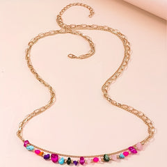 Double Layer Beaded Waist Chain Golden Chain Belt Summer Beach Belly Chain Dress