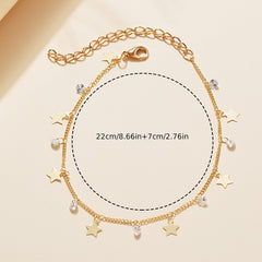 Star & Zircon Tassel Pendant Anklet Summer Yoga Beach Jewelry