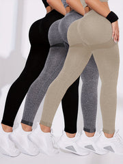 Solid Butt Lifting High Elastic Yoga Leggings Soft Workout Pants
