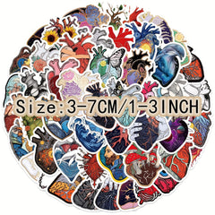 50pcs Cartoon Art Heart Graffiti Stickers for Laptop Helmet Water Cup DIY