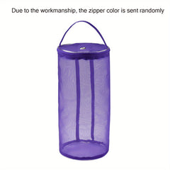 Knit Bag Yarn Storage Hollow Mesh Cylinder Container with Pull Loop