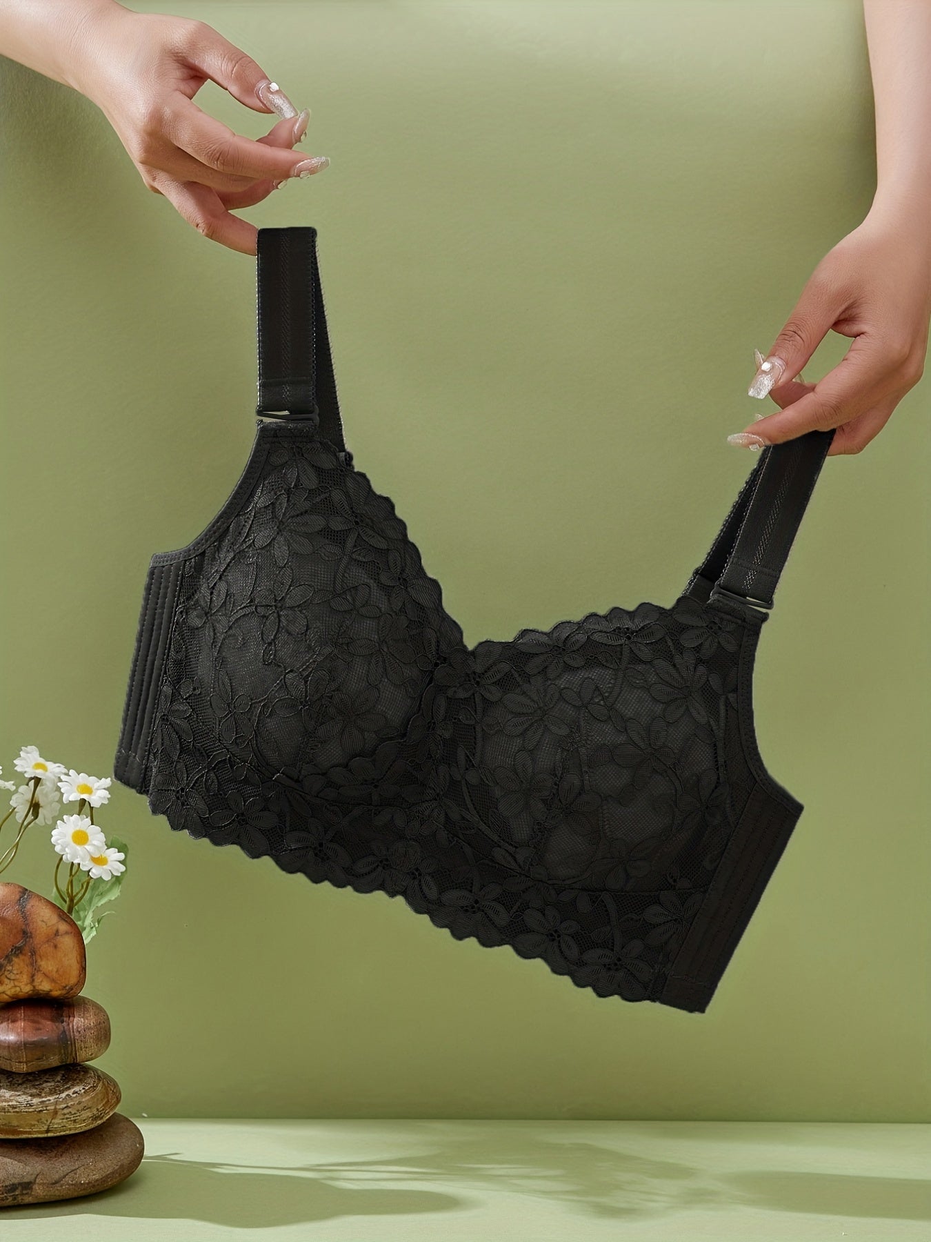Lace Wireless Bra Full Coverage Comfortable Everyday Women's Lingerie
