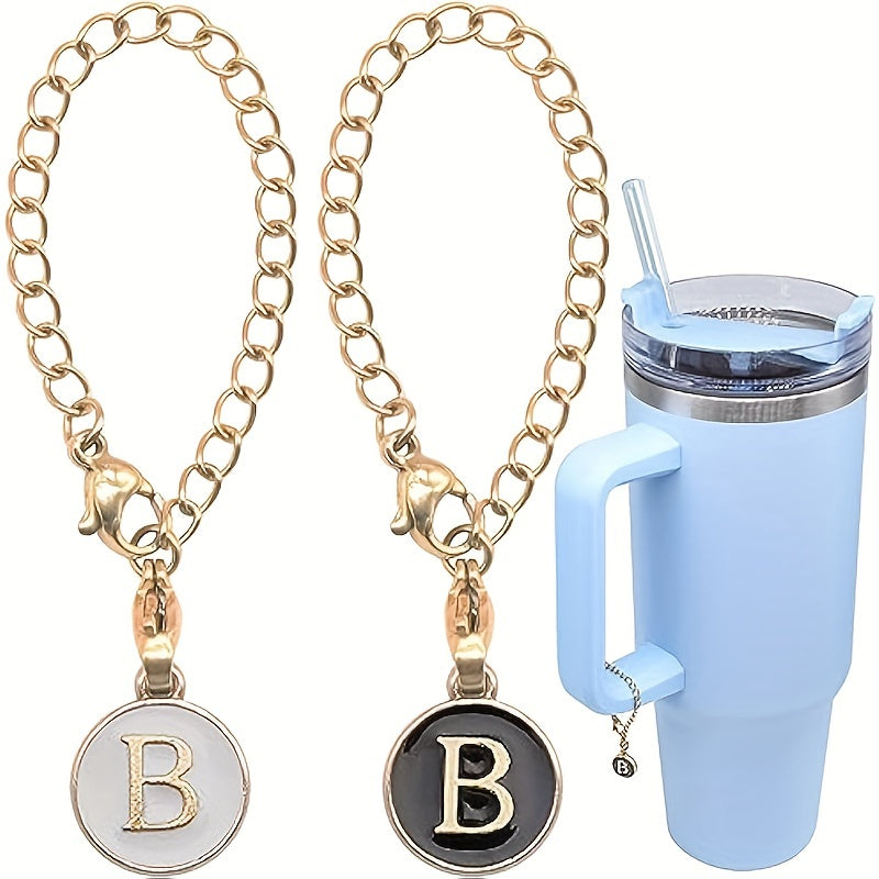 2pcs Letter Charm for Tumbler Cup Decoration Pendant Chain, Initial Accessories