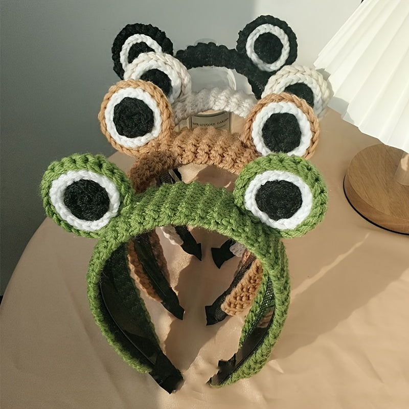 Cartoon Frog Headband Knitted Wool Headdress Non slip