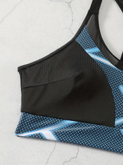 Retro Bikini Top Women's Plus Size Graphic Print Mesh Racer Back Swimwear