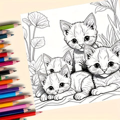 Lazy Cat Coloring Book for Adults 20 Pages Watercolor Paper