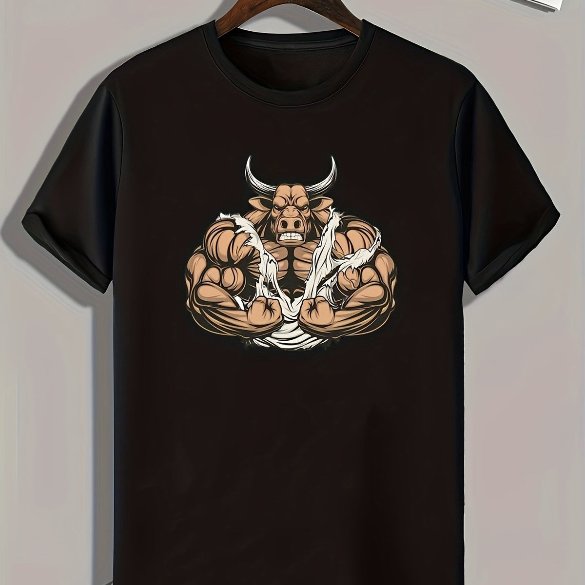 Strong Bull Print Men's Graphic T shirt Casual Comfy Tees For Summer