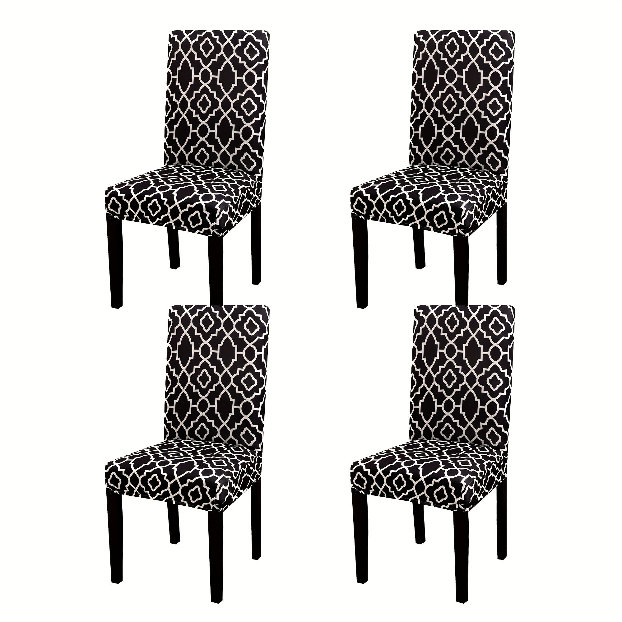 6pcs Printed Elastic Dining Chair Cover Slipcovers Home Decor