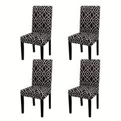 6pcs Printed Elastic Dining Chair Cover Slipcovers Home Decor
