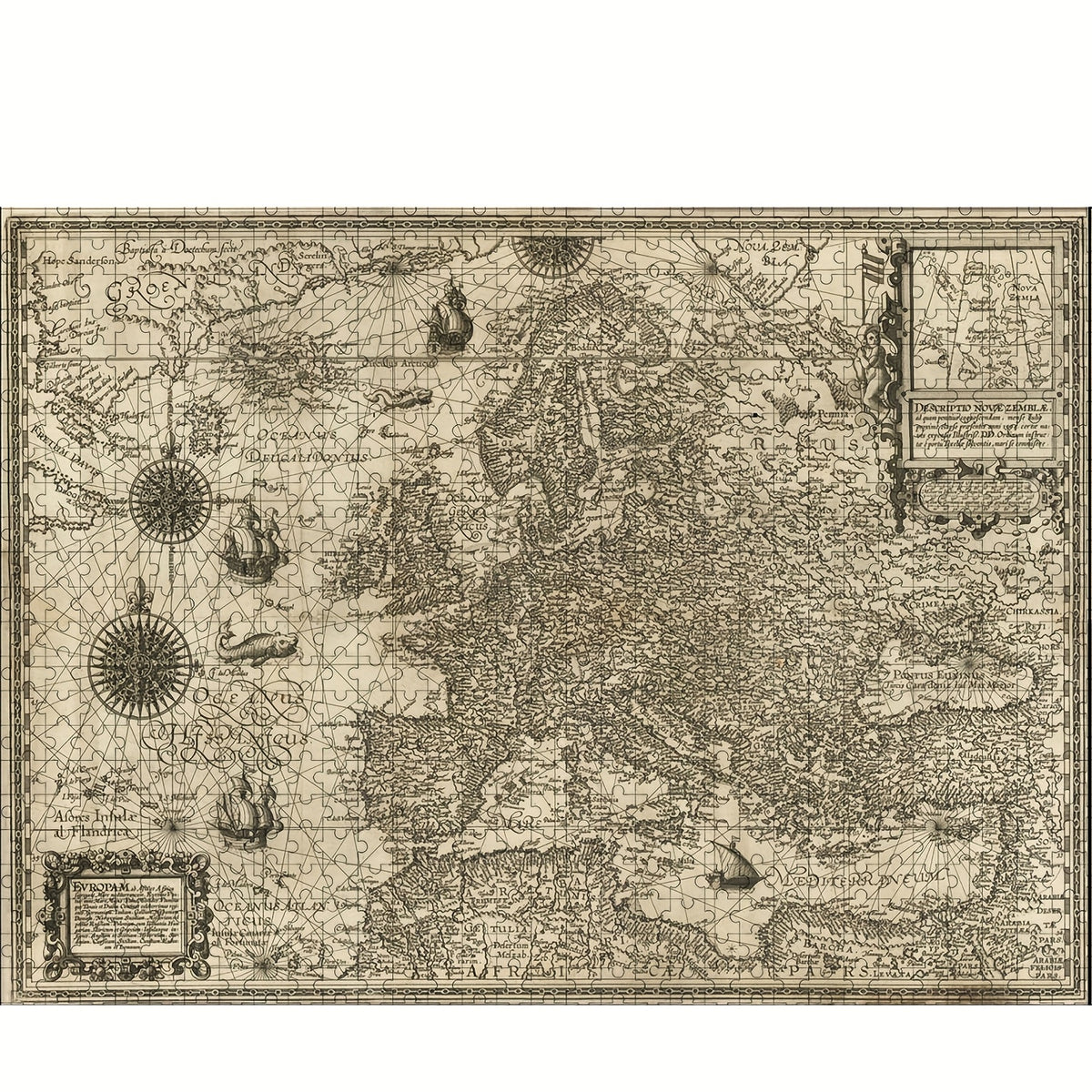 1000pcs Jigsaw Puzzle Ancient Nautical Map 48.9 x 67