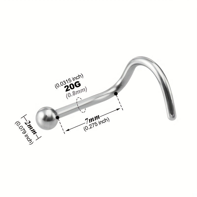 50Pcs Stainless Steel Nose Studs Ring Set Body Piercing Jewelry