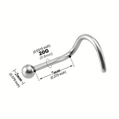 50Pcs Stainless Steel Nose Studs Ring Set Body Piercing Jewelry