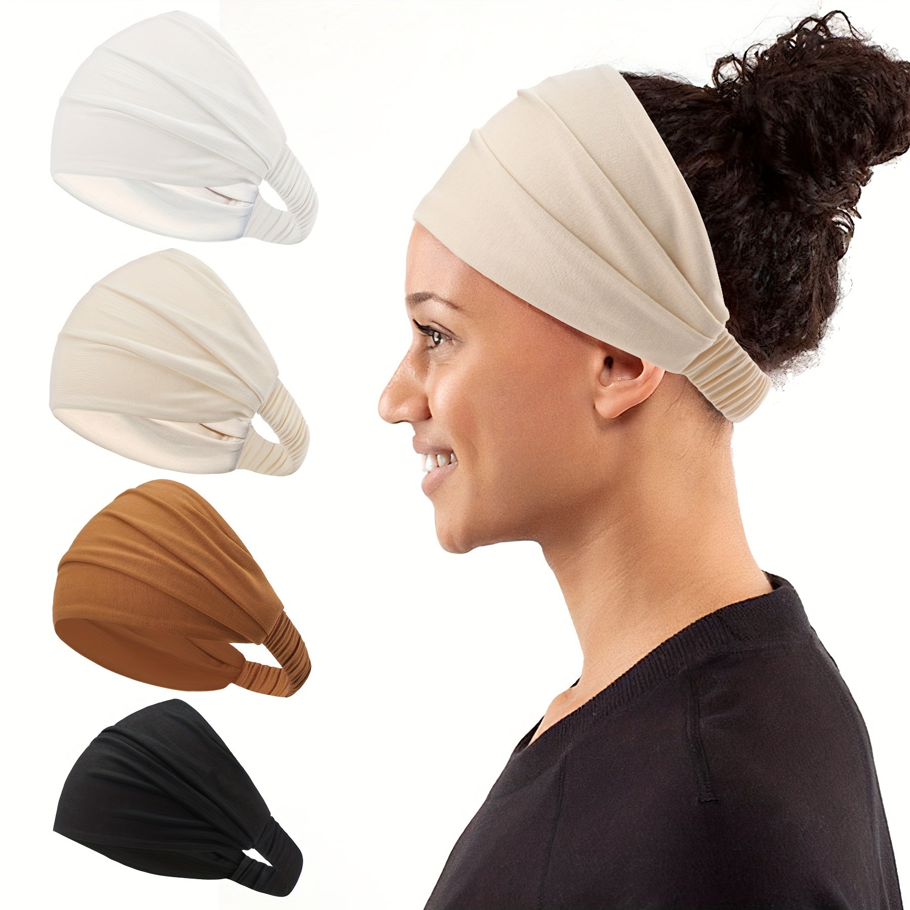 Solid Elastic Headband Wide Brimmed Hair Band for Makeup Sporty Yoga