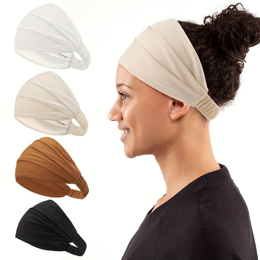 Solid Elastic Headband Wide Brimmed Hair Band for Makeup Sporty Yoga