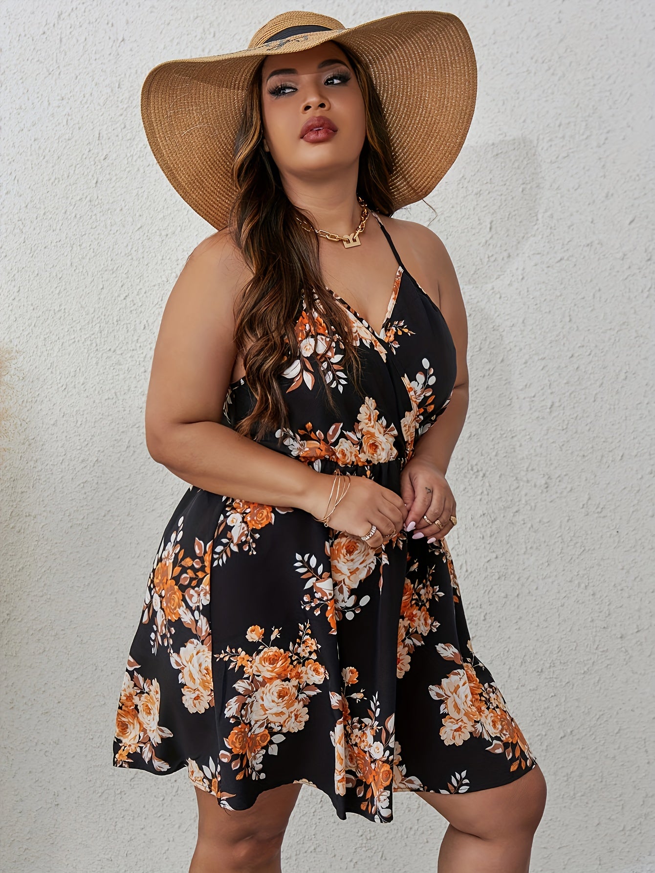  Sexy Floral Print Mini Dress