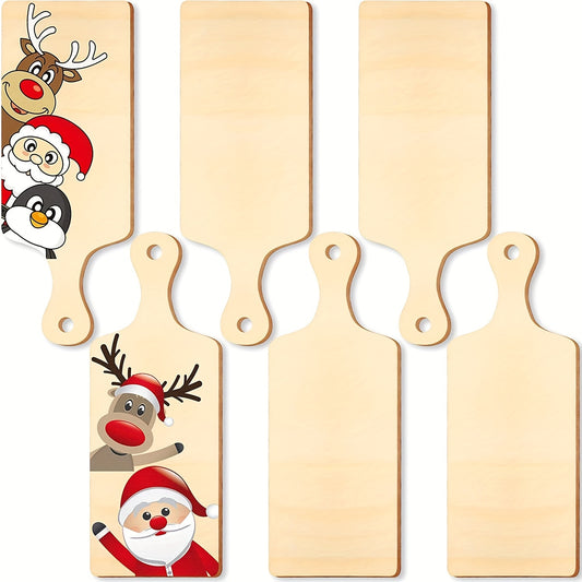 Set of 6 Mini Wooden Cutting Boards with Handles 9.4 x 3.5 Inches