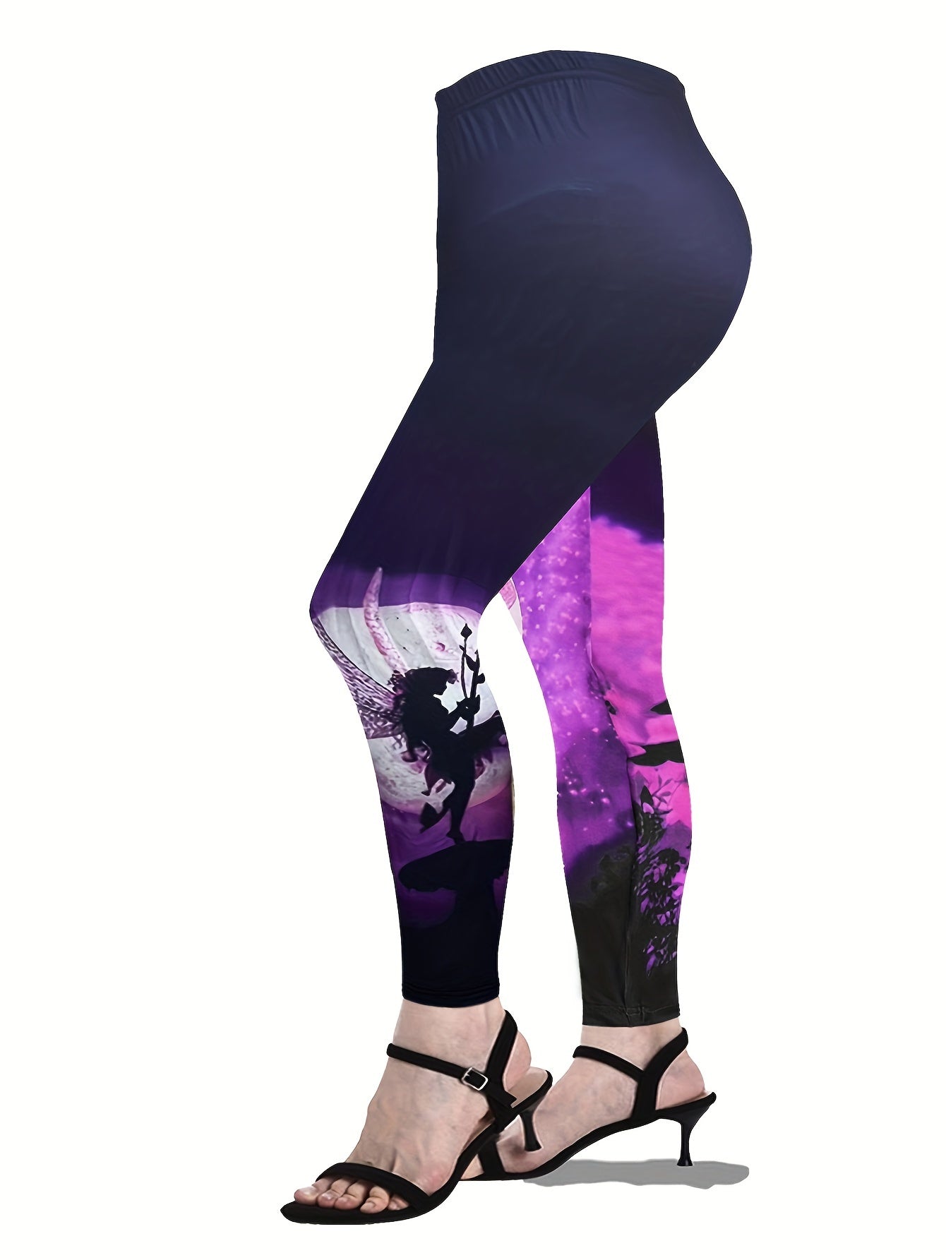 Women's Plus Fairy Print Long Sleeve Tee & Leggings Set