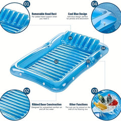 PVC Inflatable Floating Bed Swimming Pool Lounge Chair With Pillow