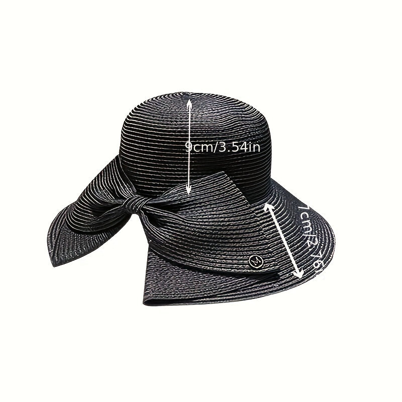 Pearl Big Brim Straw Hat Top Hat Sun Protection Hat