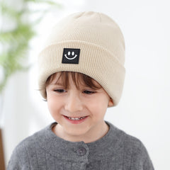 Toddler Beanie Knit Hat Smile Face Graphic Winter Warm Cap