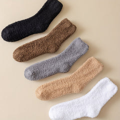 5 Pairs Plus Size Plush Sleeping Winter Warm Mid Calf Socks