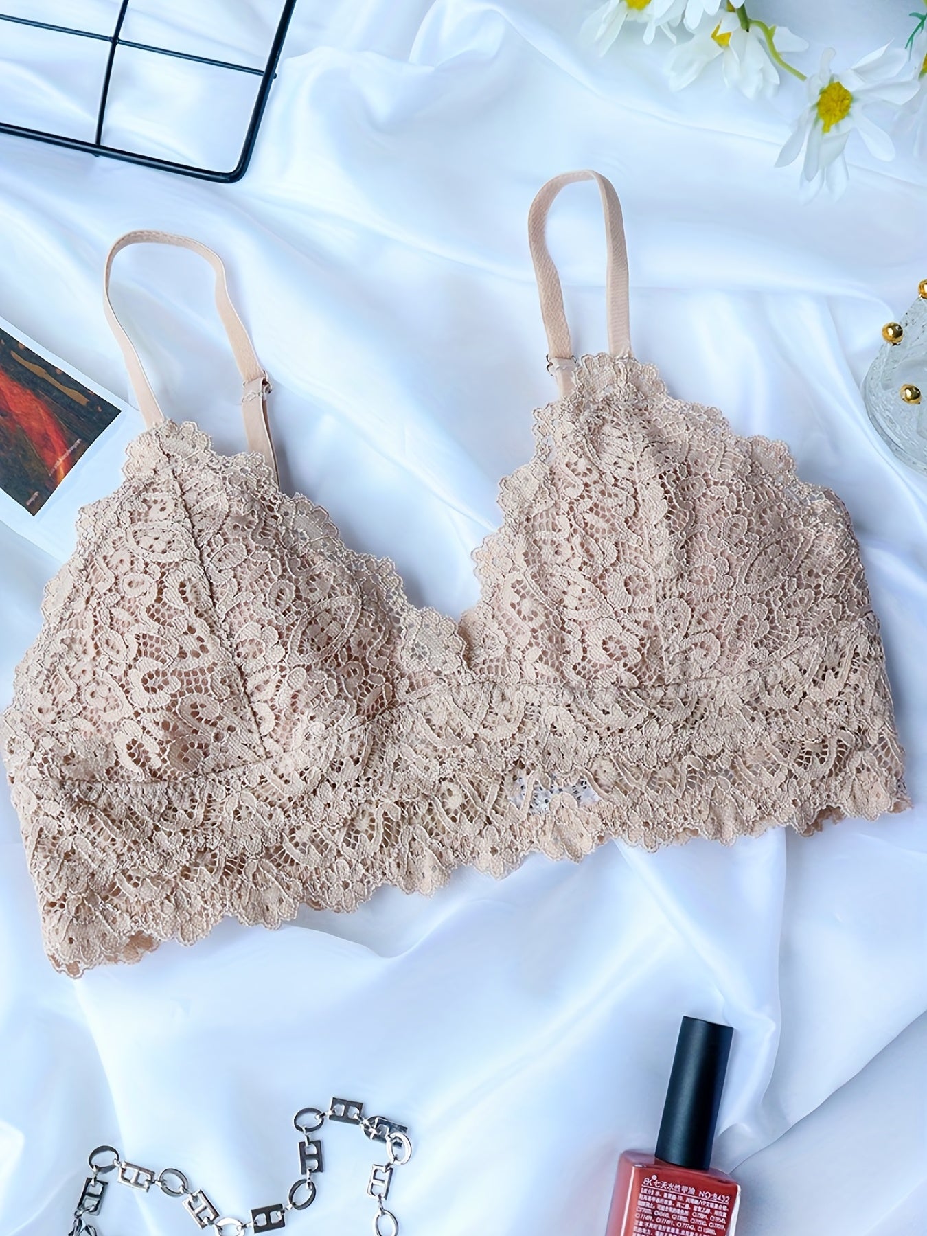Scallop Trim Lace Bra Wireless Comfort