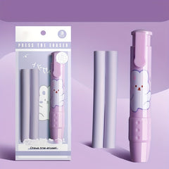 Cartoon Retractable Eraser Pen w/8 Refills for School Office Writing