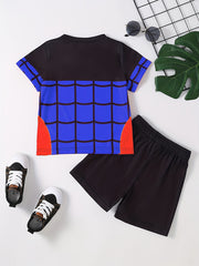 2pcs Toddler Boys Spider Graphic T Shirts & Shorts Set