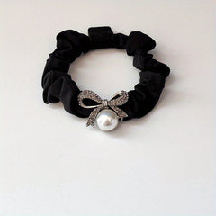 Rhinestone Boe Scrunchies Hair Tie Faux Pearl Hair Rope Elastic Ponytail Holder