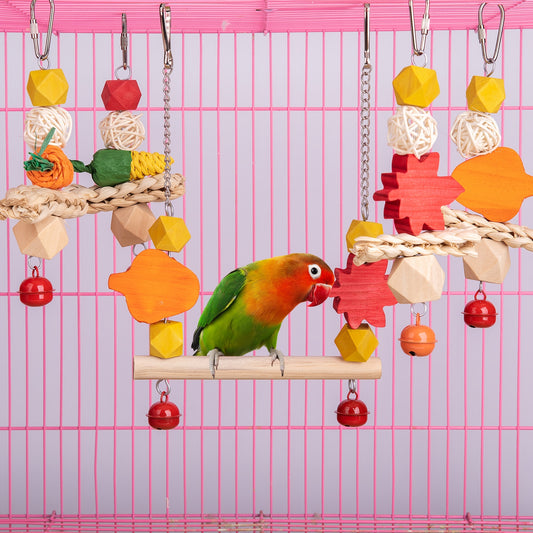 Bird Swing & Chewing Hanging Toy for Parakeets & Cockatiels