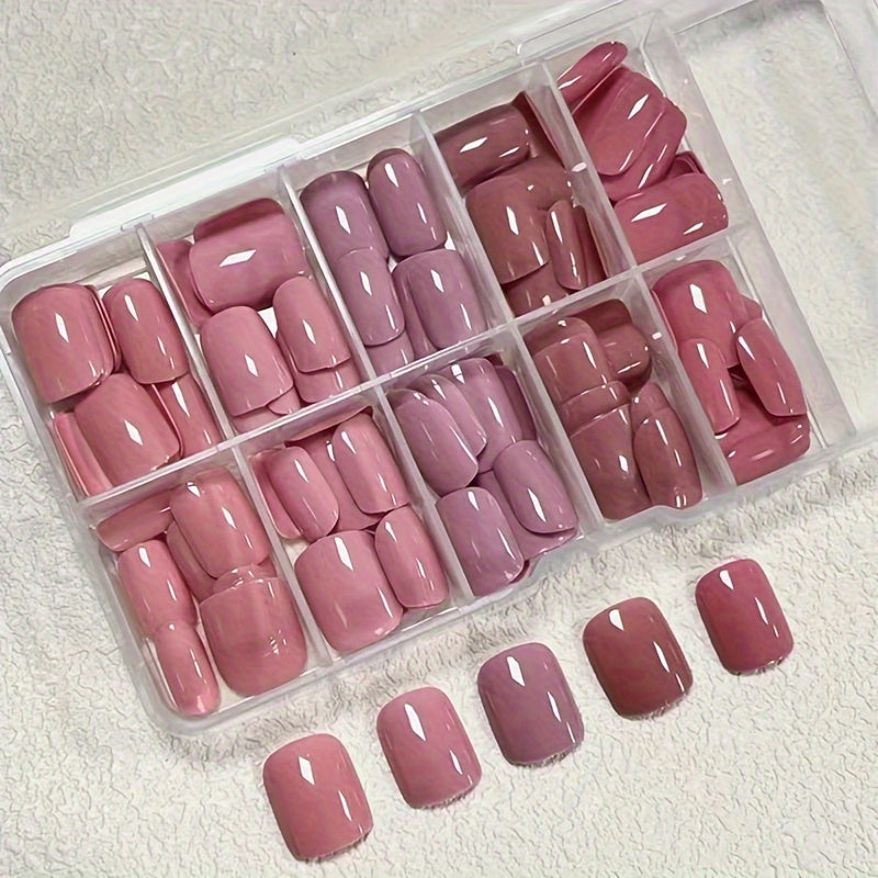 120pcs Glossy Short False Nail Tips Set with Box