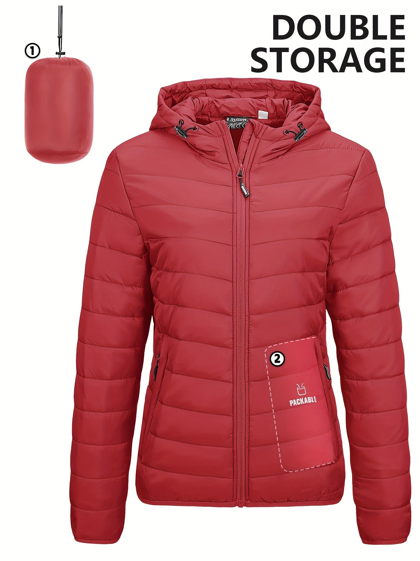 Women's Packable Puffer Jacket With Hood Quilted Winter Coat