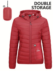 Women's Packable Puffer Jacket With Hood Quilted Winter Coat