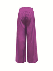  Plaid Print High Rise Wide Leg Trousers With Pockets