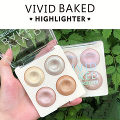 4-in-1 Pearly Highlighter Blush Powder Palette