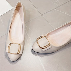 Women's Slip-On Metal Decor Heels Comfortable Closed Toe Shoes