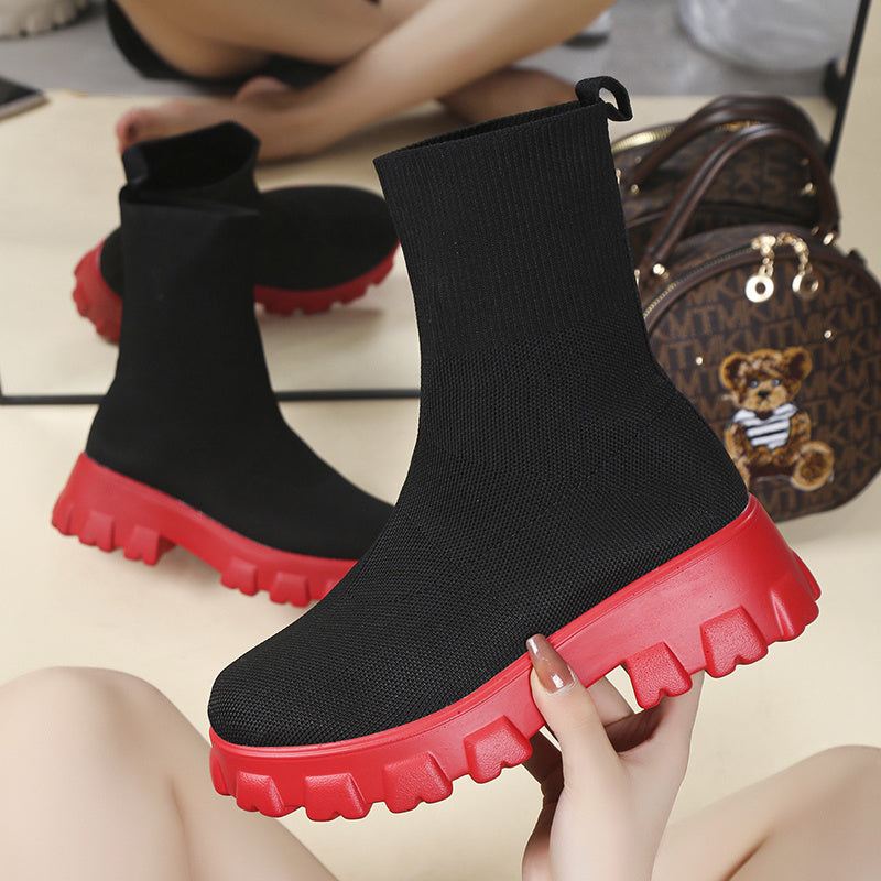 Minimalist Knit Slip On Boots