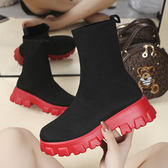 Minimalist Knit Slip On Boots