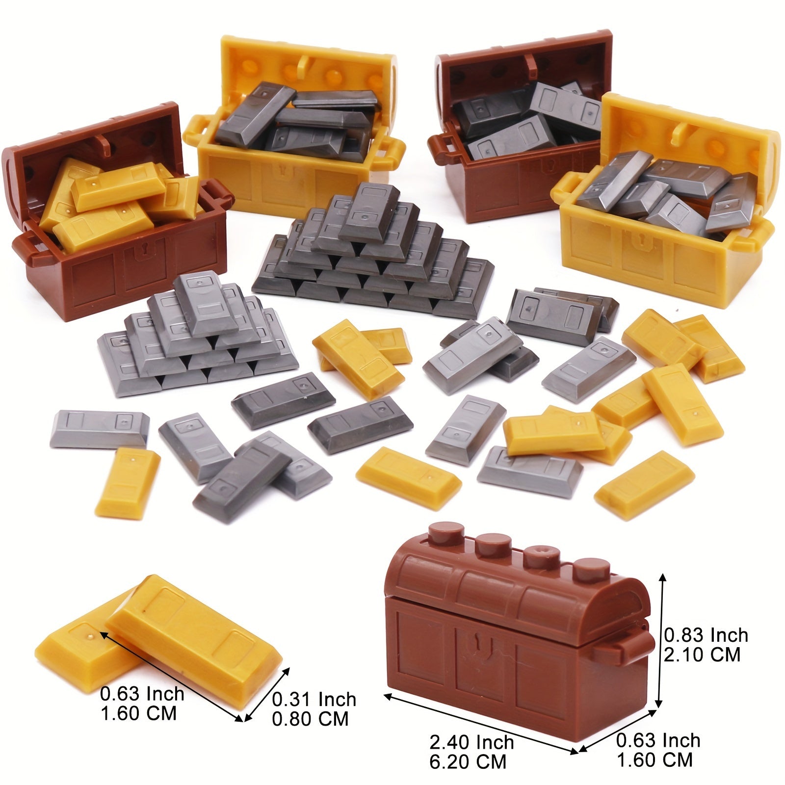 116pcs Pirate Treasure Building Set with Golden Brick Bars and Chest